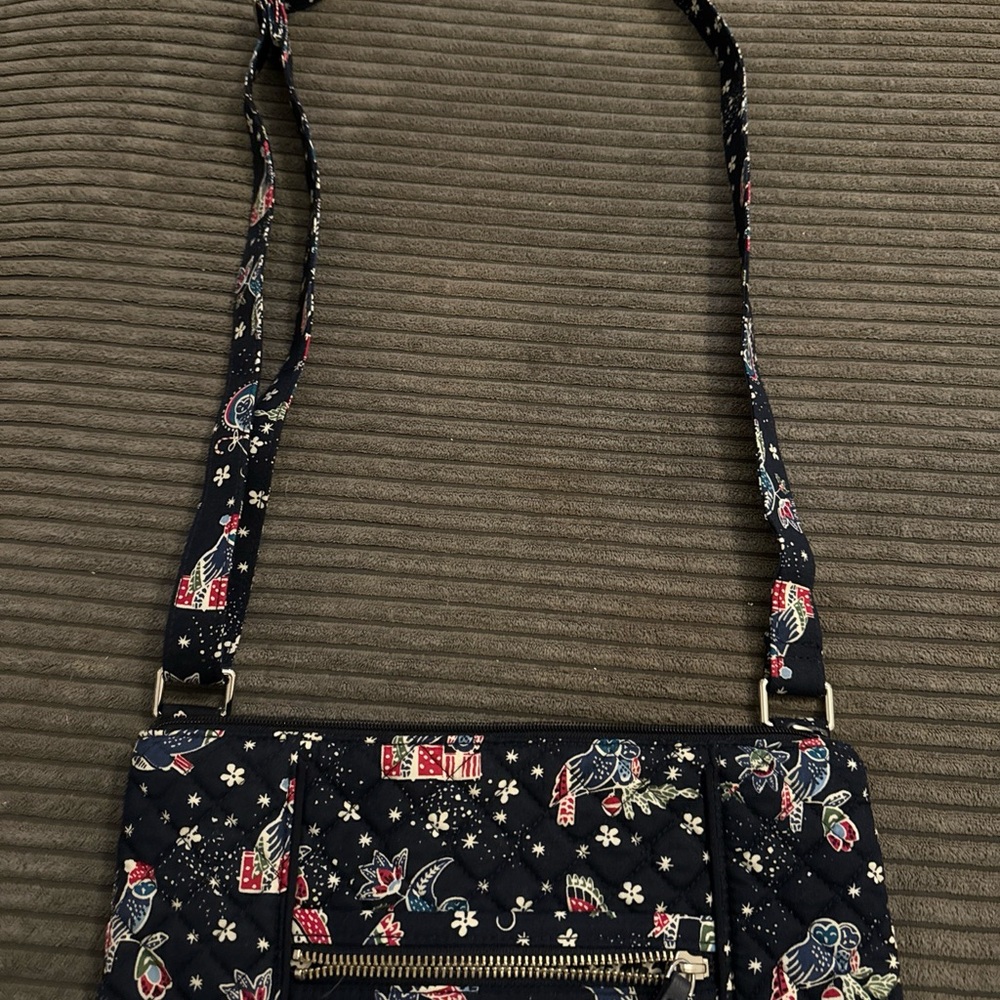 Vera Bradley Iconic Vera Tote & Hipster Set Holiday Owls Navy Background NWT - Picture 13 of 16
